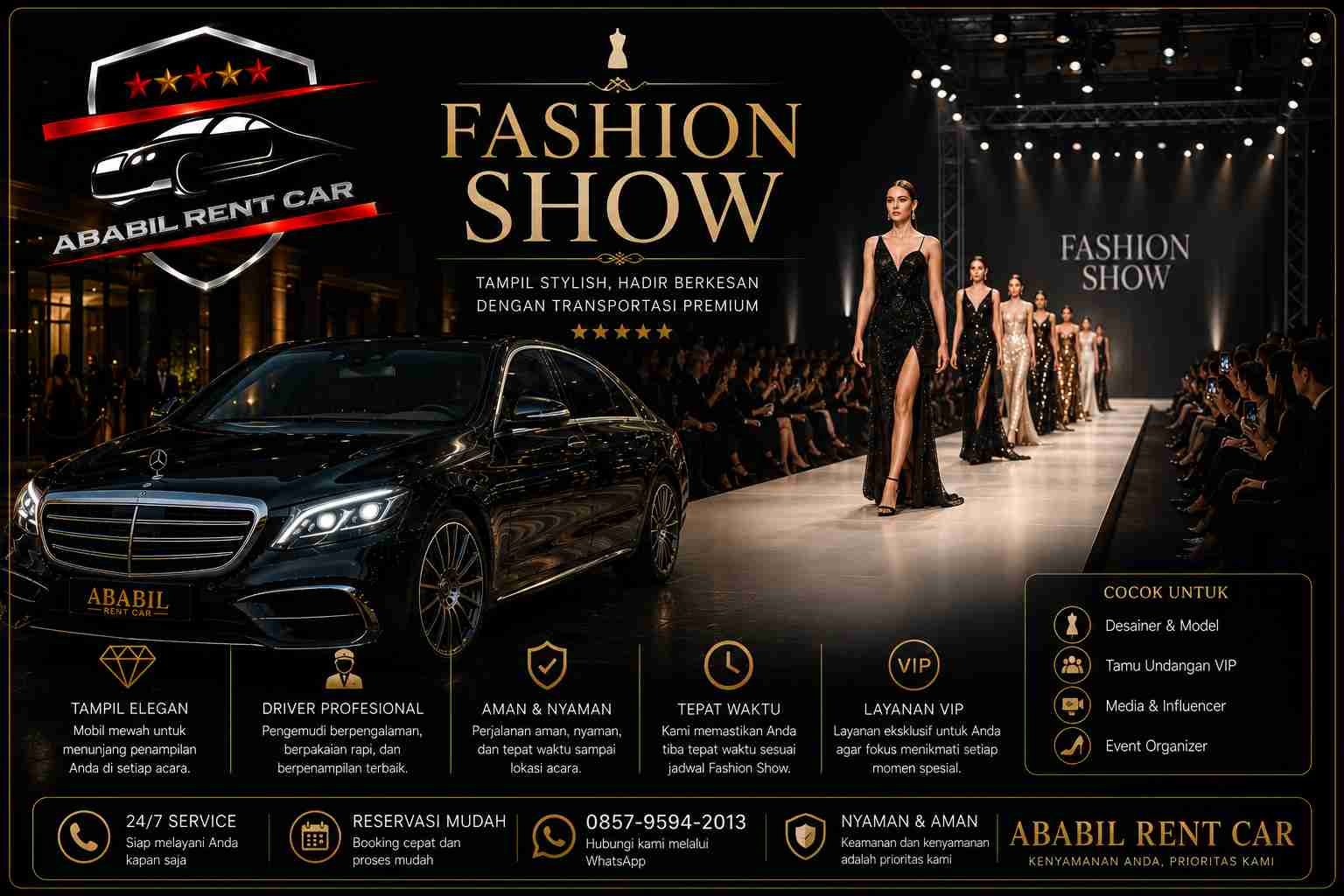 sewa mobil mewah untuk acara fashion show