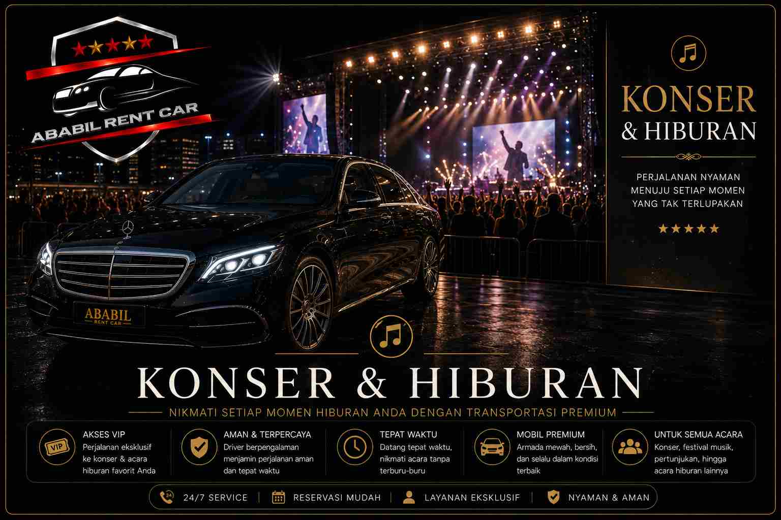 sewa mobil mewah untuk acara konser dan hiburan