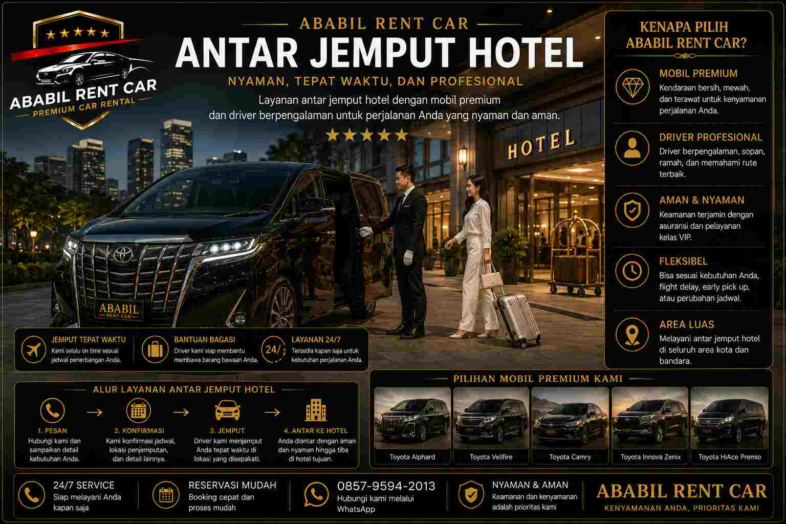 sewa mobil mewah untuk antar jemput hotel vip