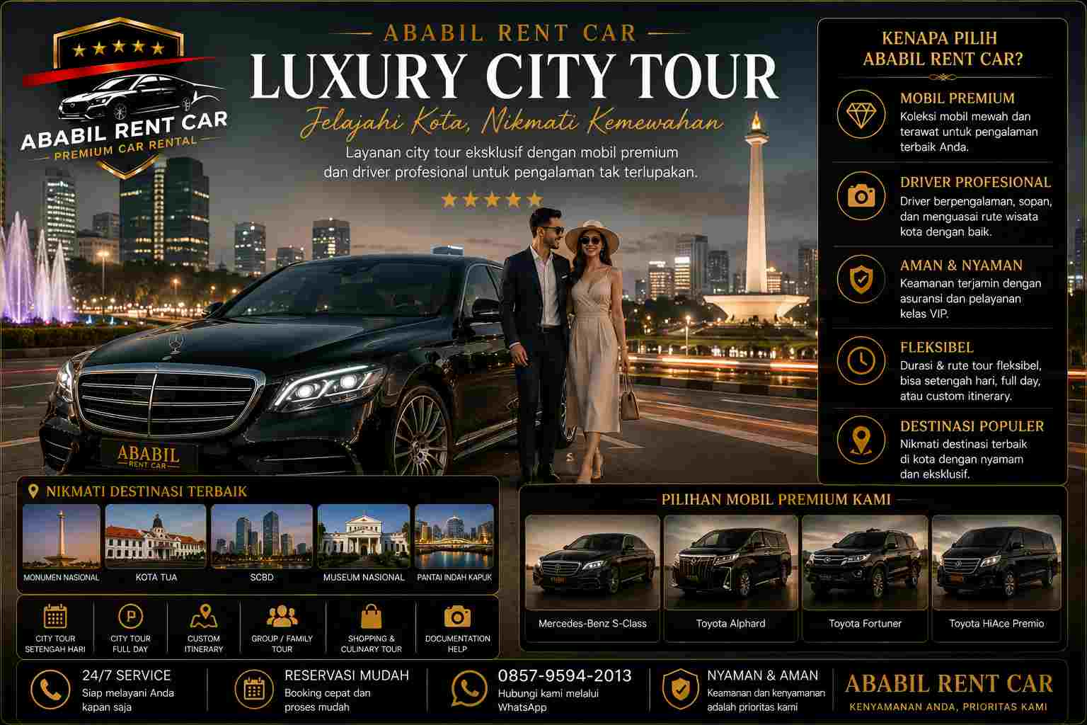 sewa mobil mewah untuk luxury city tour jakarta