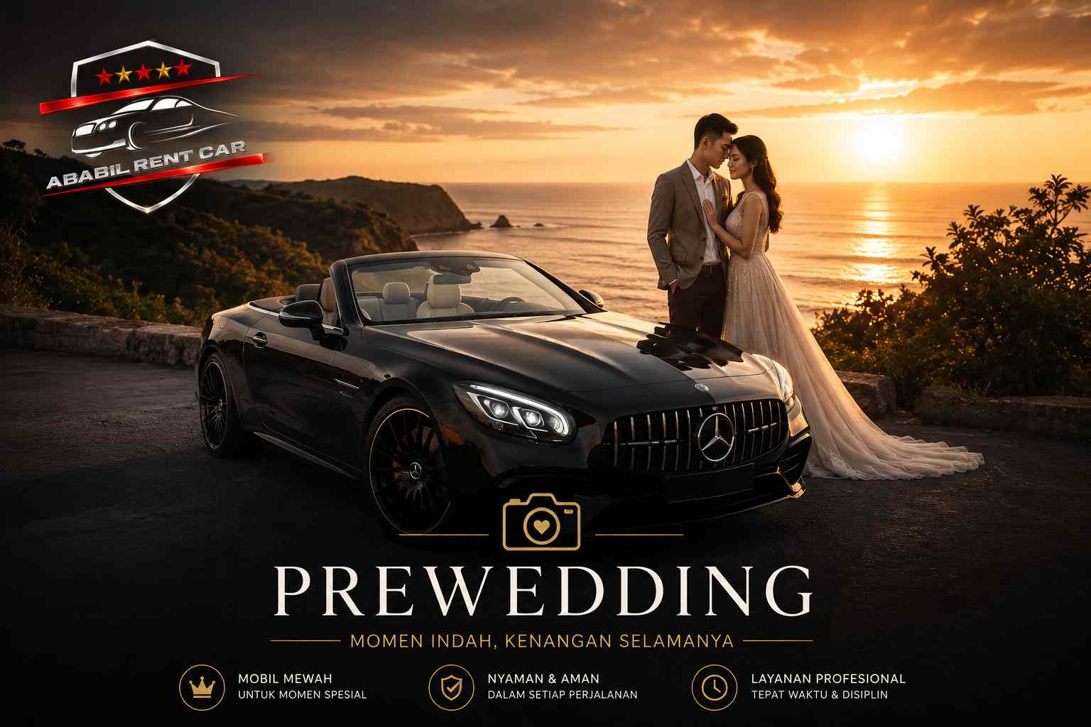 sewa mobil mewah untuk prewedding