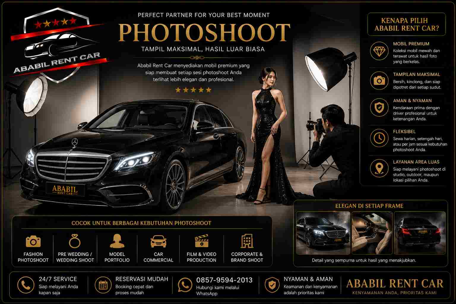 sewa mobil mewah untuk sesi photoshoot